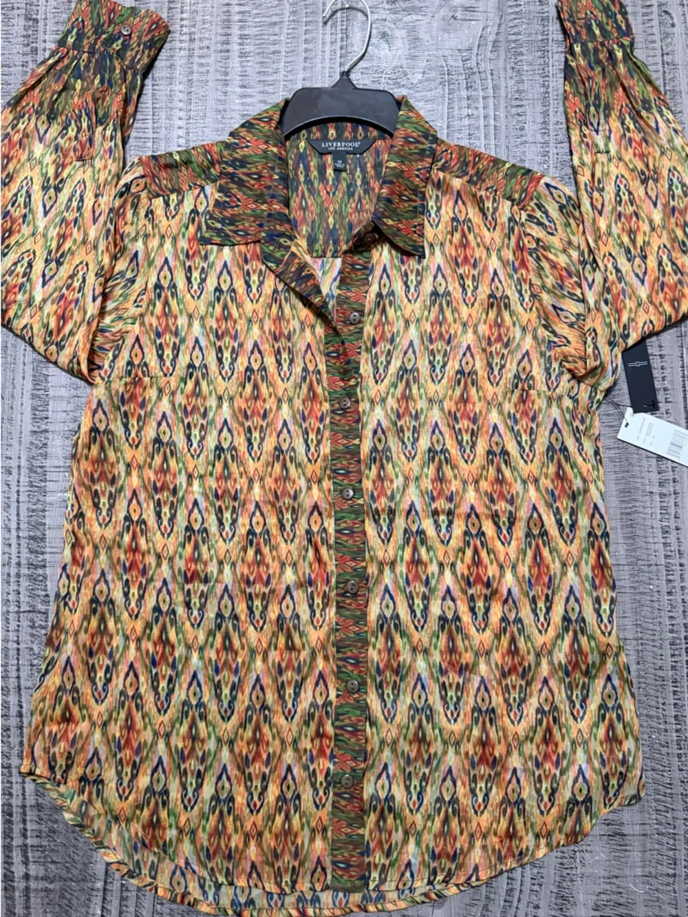 Liverpool Multicolor Ikat-Pattern Button Down Shirt